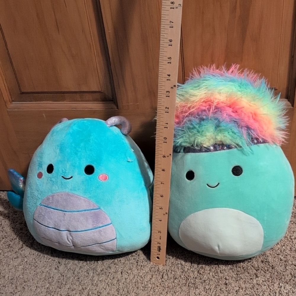 Squishmallows Teal and Rainbow Stuffed Animals Set